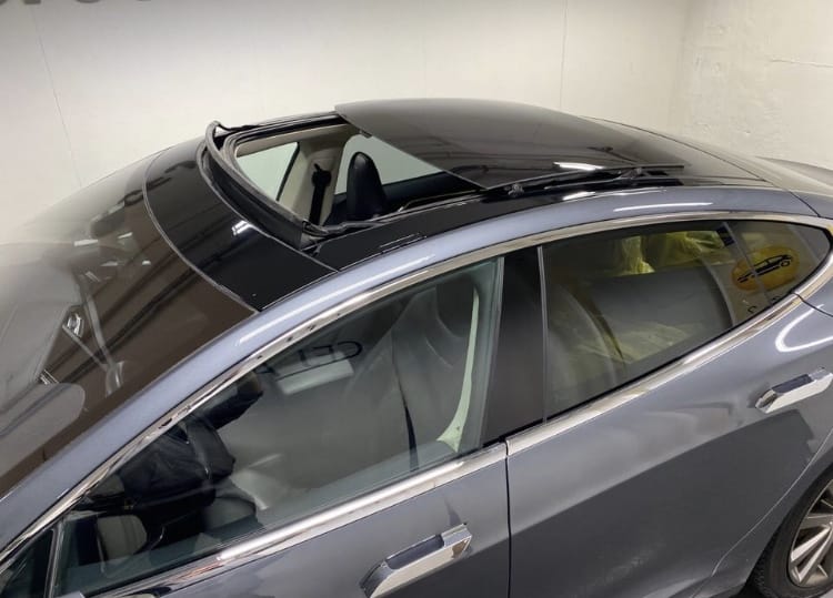 Tesla Model S with Snow tires