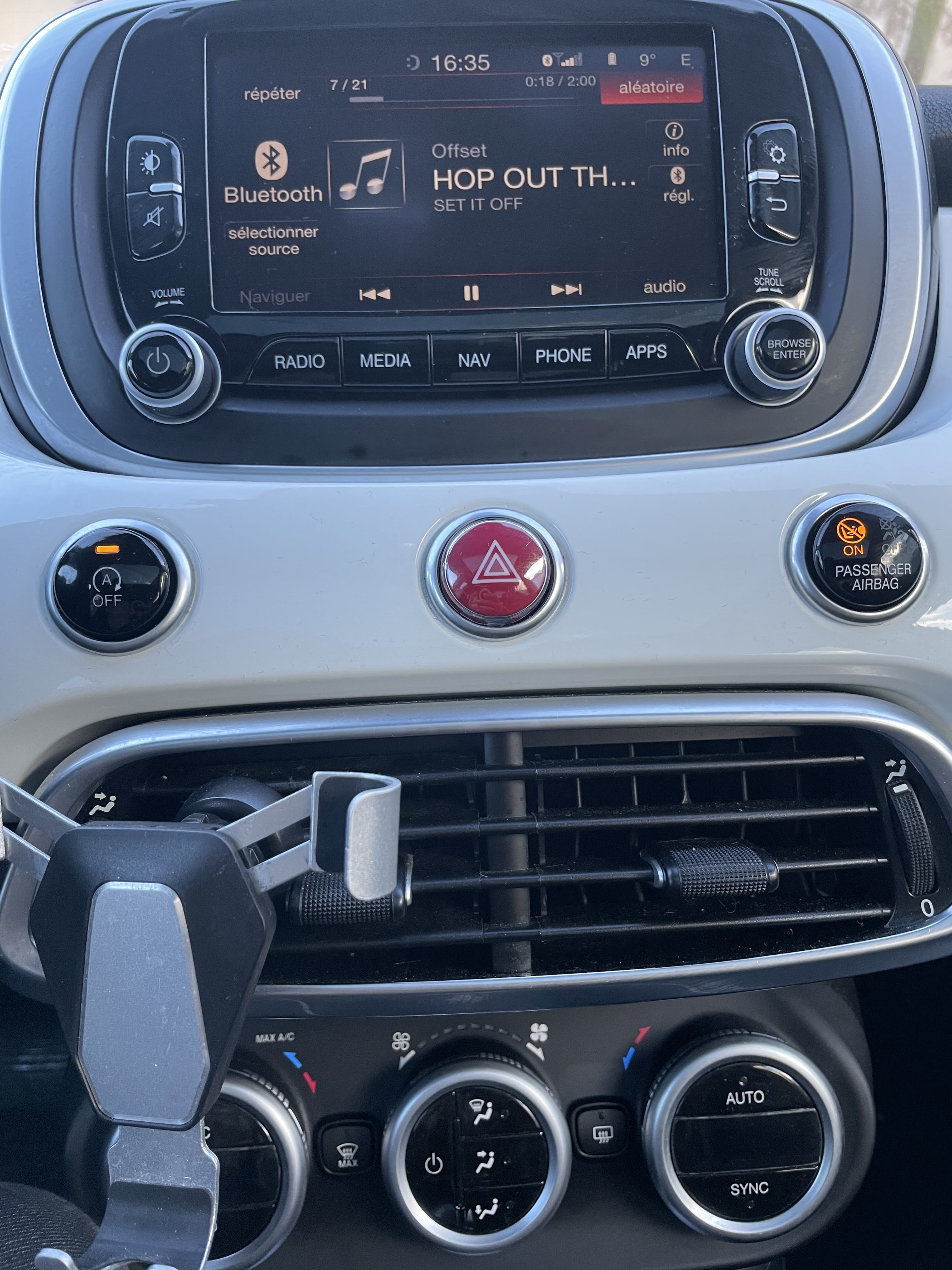 Fiat 500 X avec Audio Bluetooth