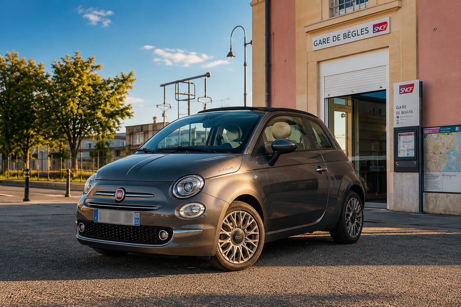 Fiat 500 C Hybride  Citadine fiable & économique – Bordeaux / Bègles / Gare Saint-Jean, 2021, Essence 95 / Électrique (hybride)