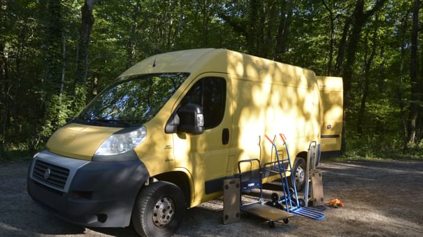 Fiat Ducato avec 2 Diables, Sangles et Chariot plateforme, 2015, Diesel